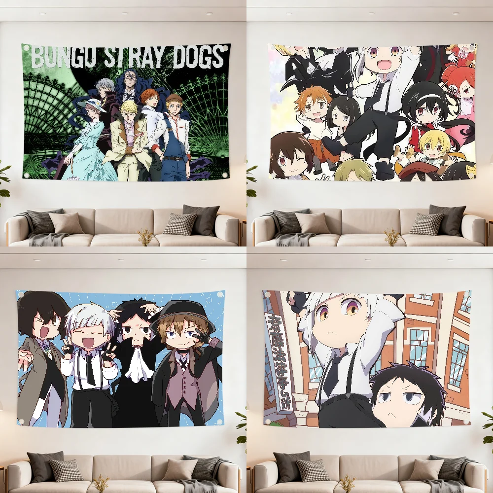 Flag Decoration Stray Anime Dogs Outdoor Bungo Picnic Party Art Hanging Home S2 Camping Party Banner Best Sellers