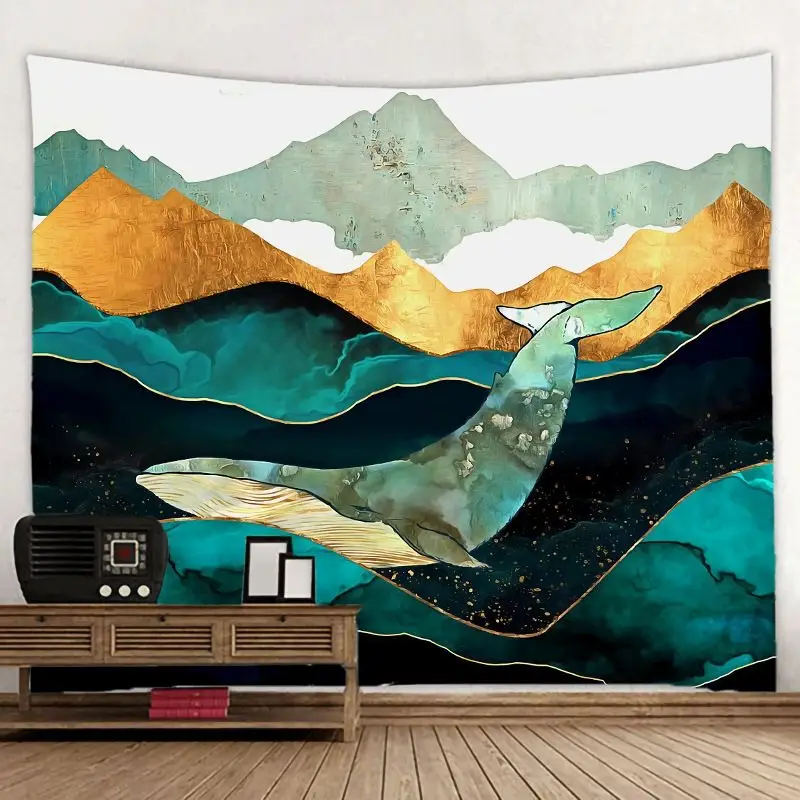 VIKAMA Modern Abstract Sunset Mountain Tapestry Background Fabric HD Wear resistant Fabric Living Room Decoration