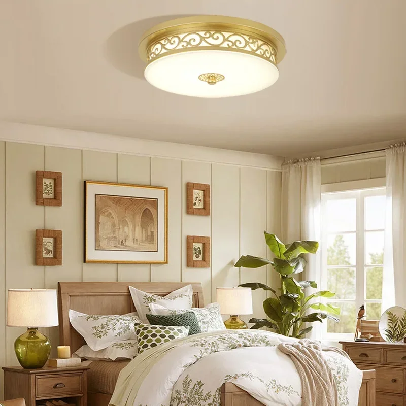 American Style Ceiling Lamp Balcony Porch Bedroom Round Square Shape Living House Retro Rustic Style LED Ceiling Luminaries