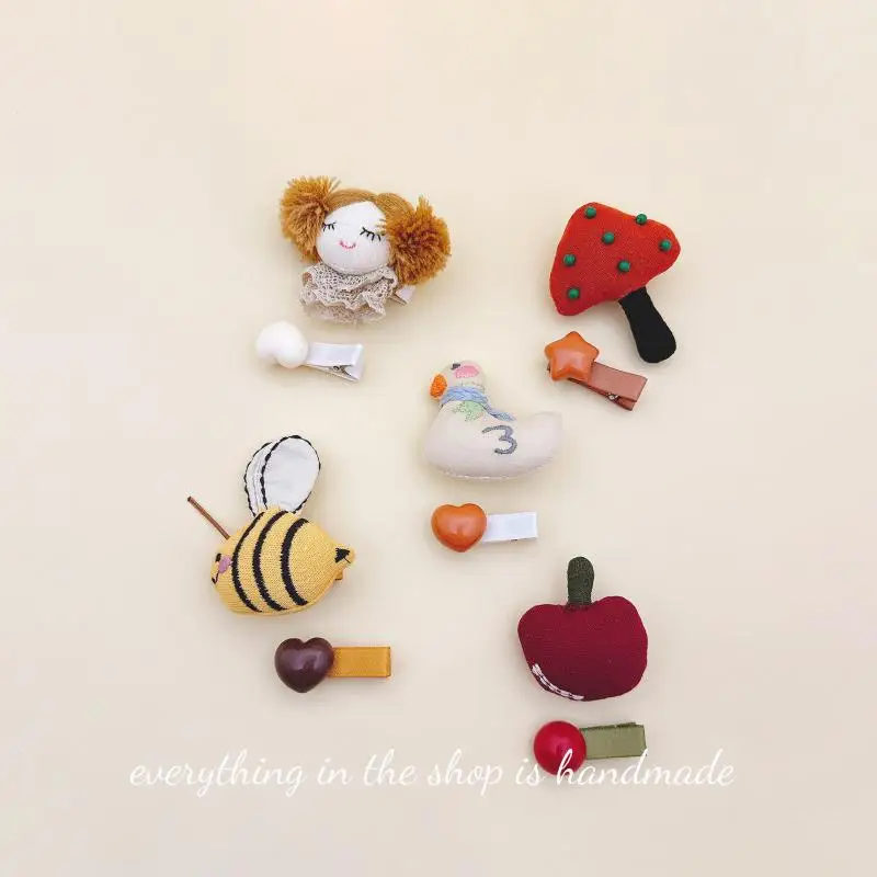 1 قطع لطيف الوليد الكرتون مقاطع الشعر اليدوية النسيج القطن طفل الفتيات الجانب دبوس الشعر الاطفال ماسك الشعر