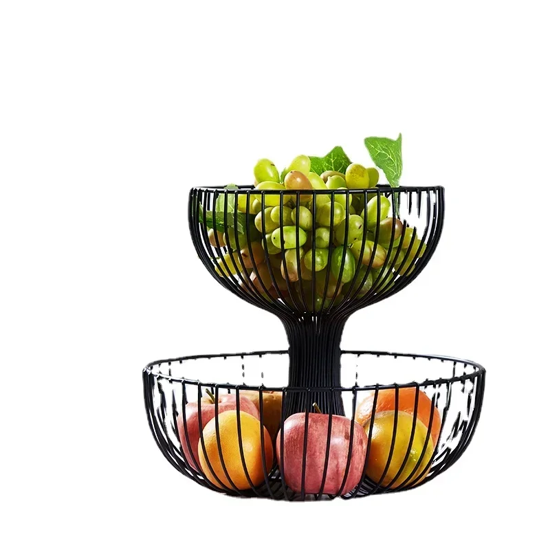 Large Capacity Double Fruit Basket: Creative Multi-Layer Snack Storage, Decorative End Table, Fruit Tray for Living Room