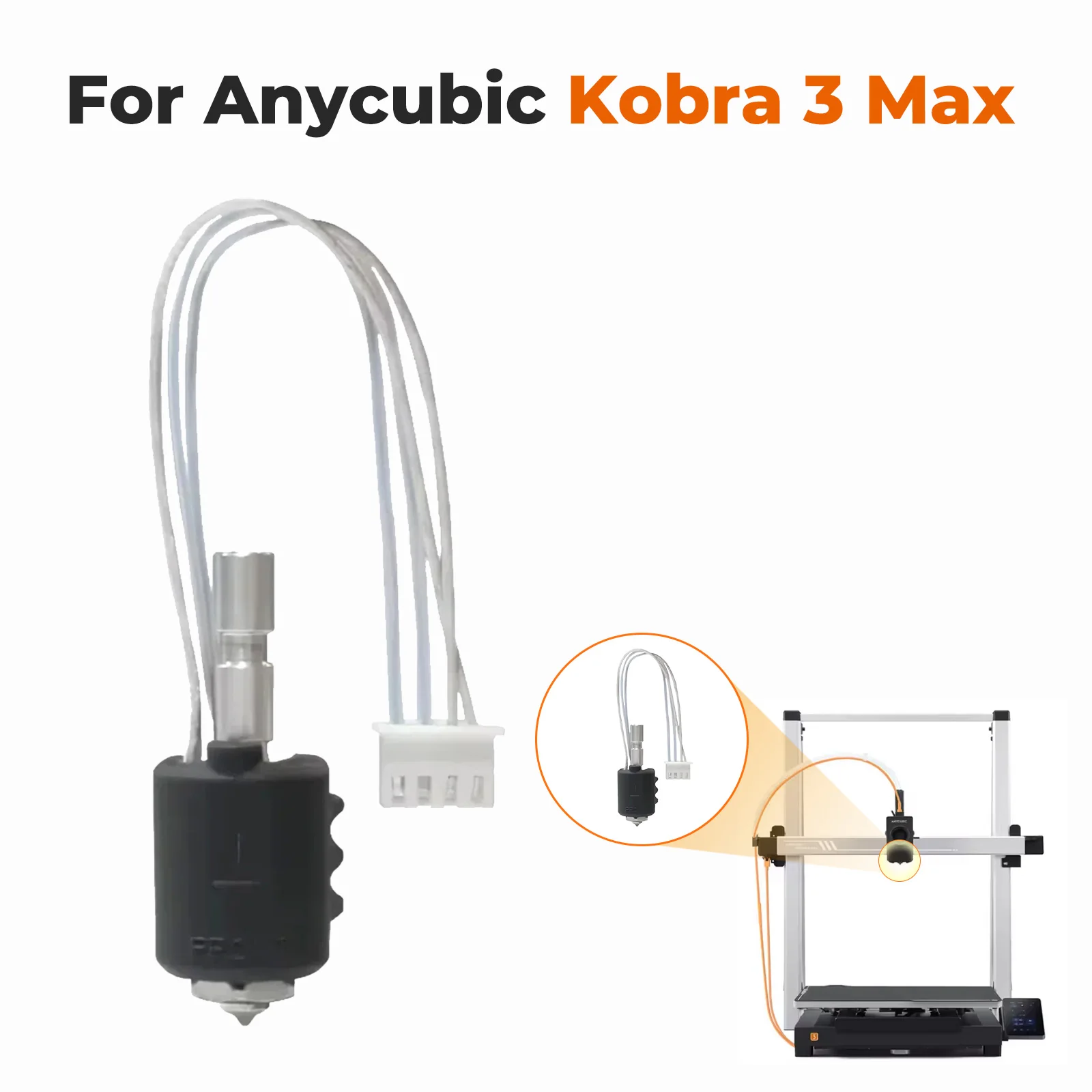 Hotend Kit For Anycubic Kobra 3 Max Quick-Swap Integrated Hardened Steel 0.4mm Nozzle 24V 80W Ceramic Heating For Kobra 3 Max