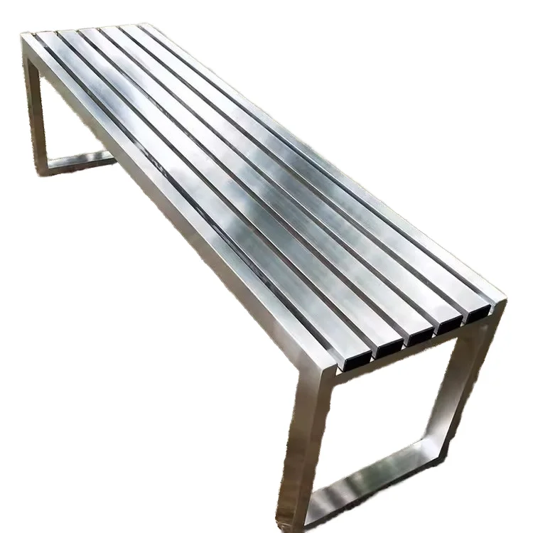

Modern Durable Stainless Steel 4-Seater Patio Bench Long Leisure Chair for Mall Rest Area & Outdoor Waiting Solid Wood Style
