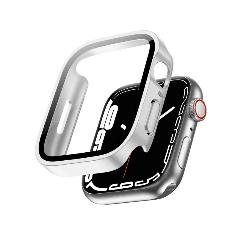 Glas abdeckung für Apple Uhrengehäuse Serie 9 8 7 6 5 4 se 40mm 44m 45mm 41mm Displays chutz folie mit gerader Kante Apple Watch Zubehör