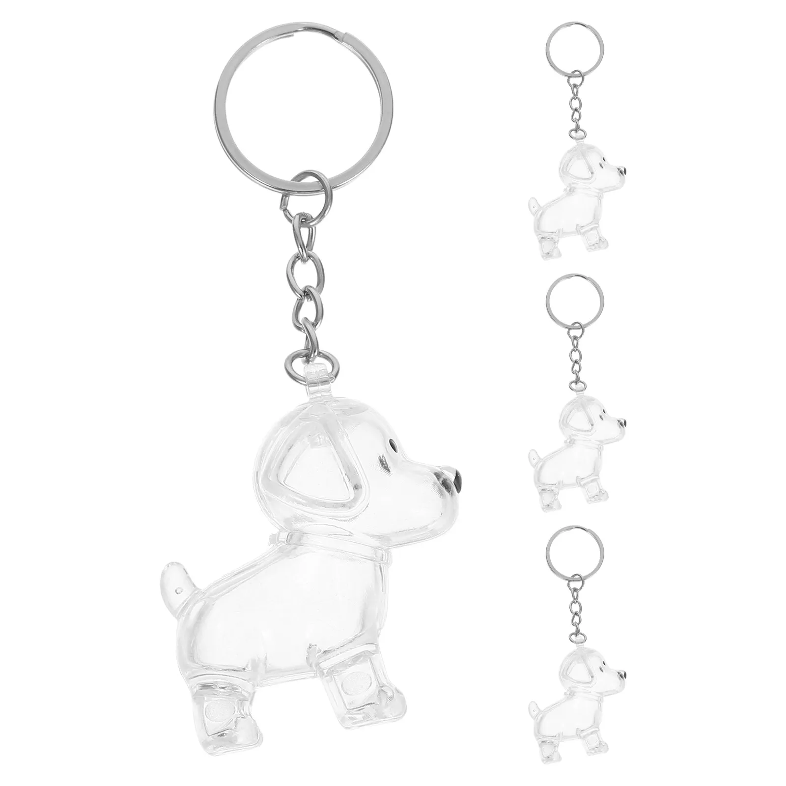 4Pcs Pet Hair Keepsake Keychain Transparent Dog Shape Collector Memorial Pet Souvenir for Cat Dog Hair Preservation