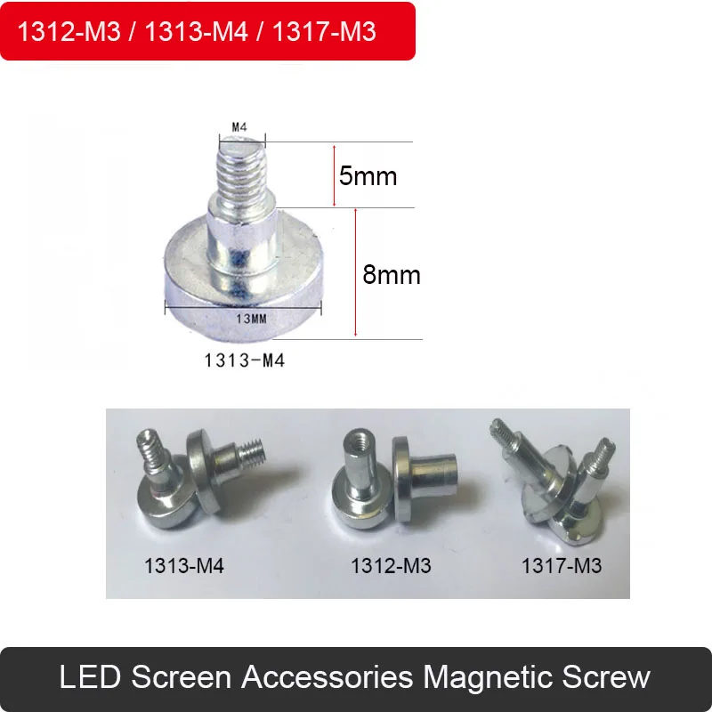 

50Pcs Magnet Screw 1312-M3 1313-M4 1317-M3 Conventional magnetic semi-outdoor Indoor/Outdoor LED Display Module Magnet Screw