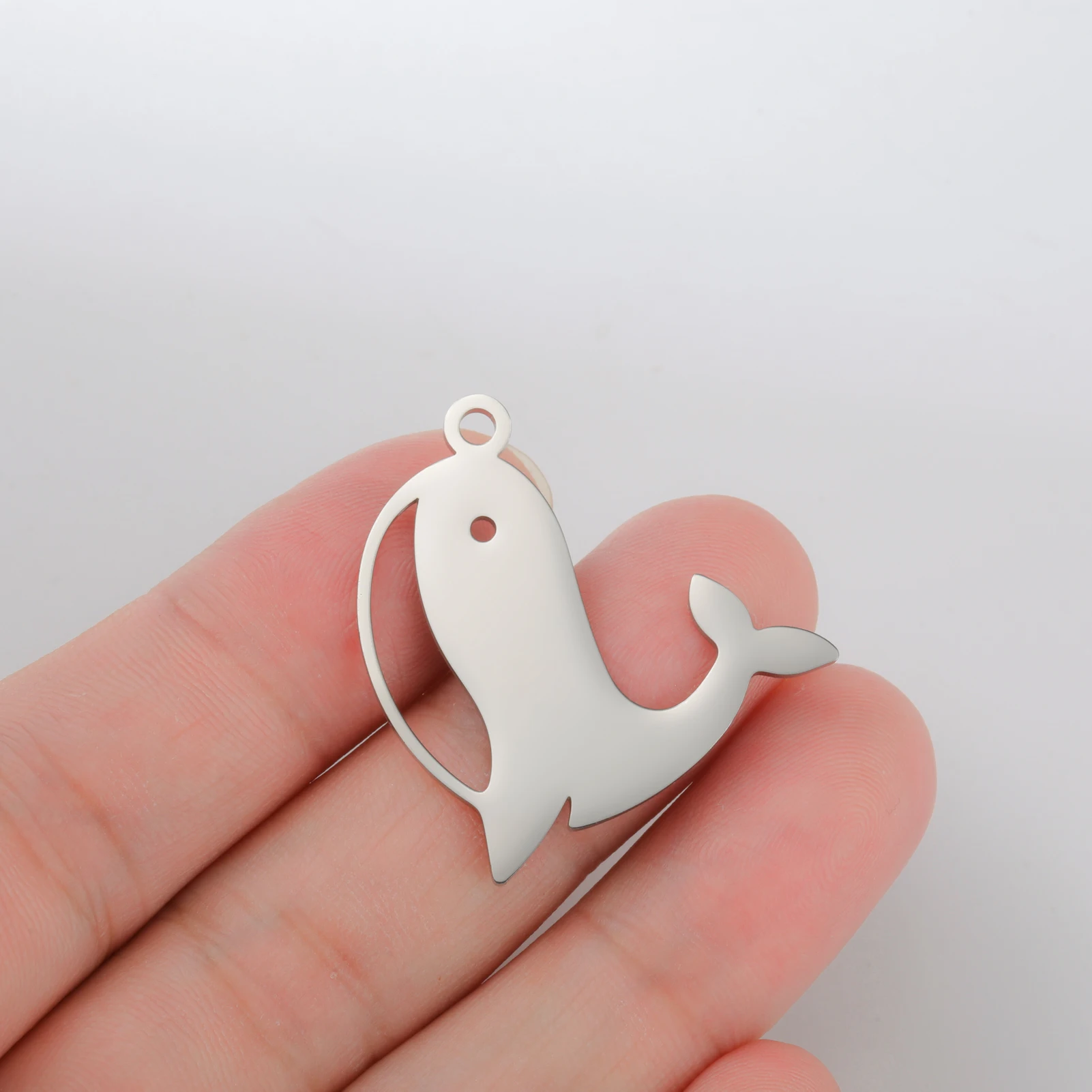 Teamer Cute Happy Animal Bear Dolphin Penguin Charms for Jewelry Making Necklace DIY Stainless Steel Lovely Pendant Wholesale