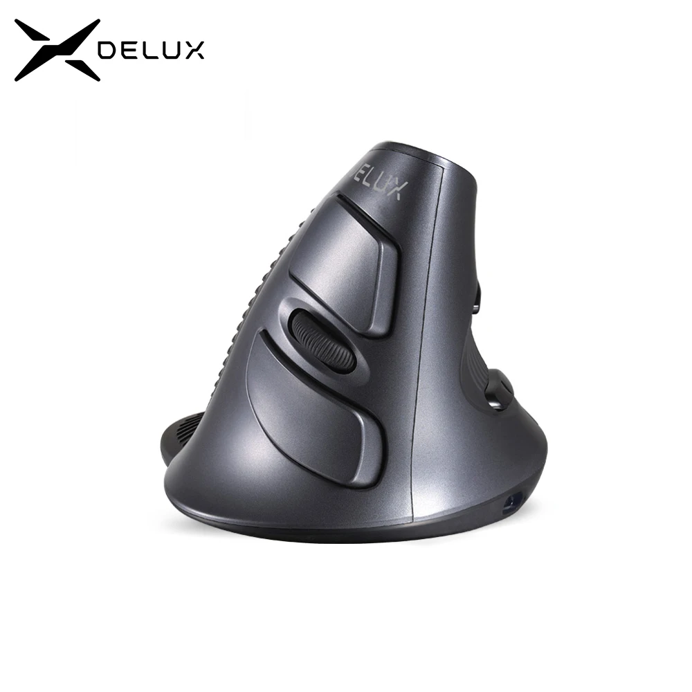 Delux M618G Mouse Nirkabel Vertikal Dapat Diisi Ulang Ergonomis 4000 DPI Mouse Optik dengan Palm Rest Dapat Dilepas untuk Komputer