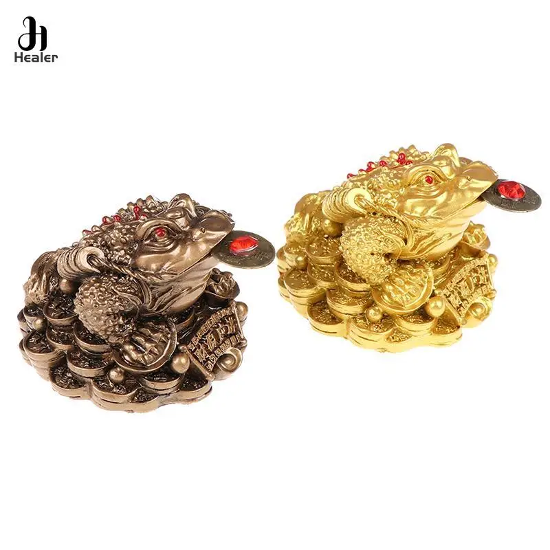 Feng Shui Toad Money LUCKY Fortune Wealth Chinese Golden Frog Toad Coin Home Office Decoration Lucky Gifts Tabletop Ornaments