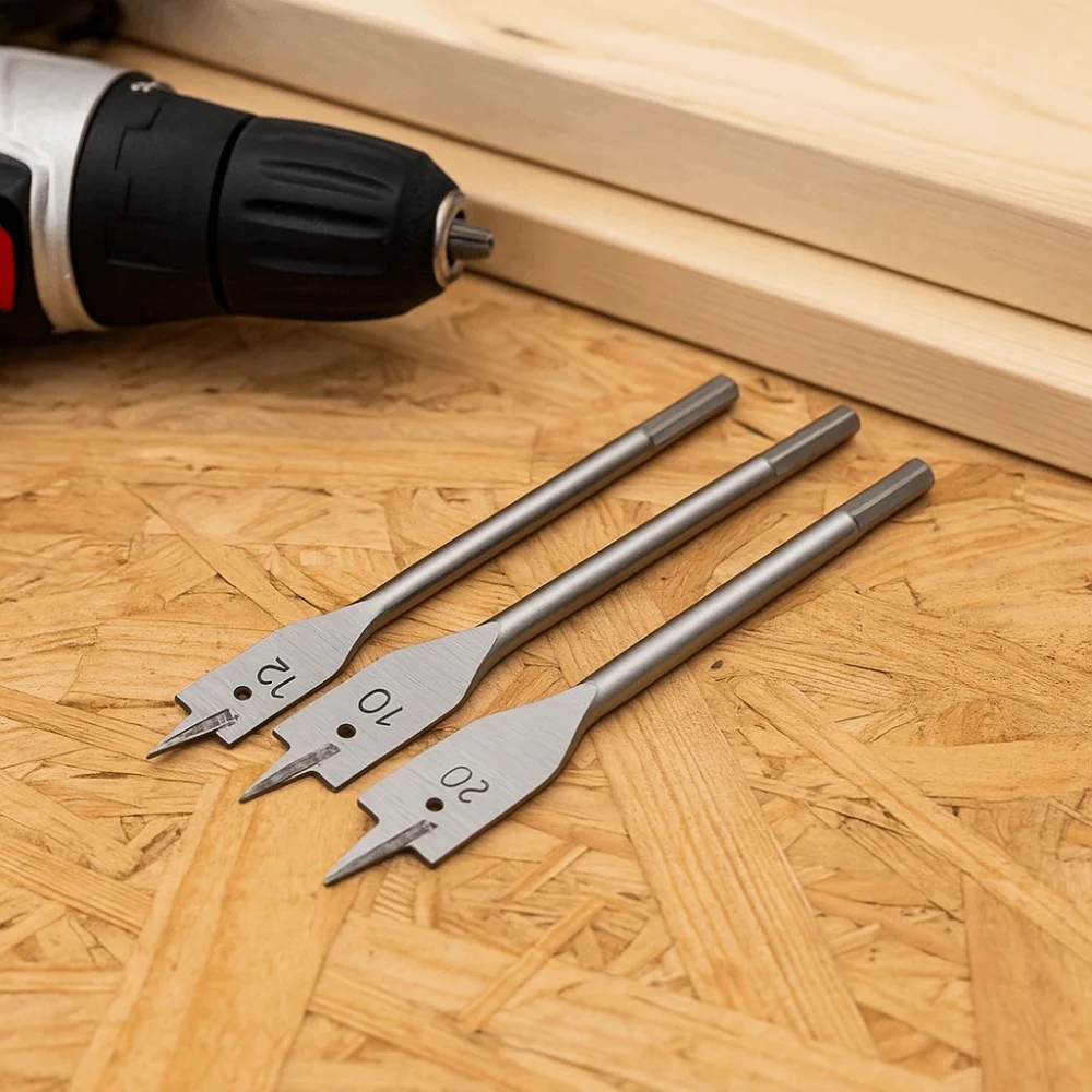 

High-carbon Steel Woodworking Tool Sets Long Durable Wood Flat Drills Three-point Bit Set Hexagonal Shank Woodworking Drill Bit