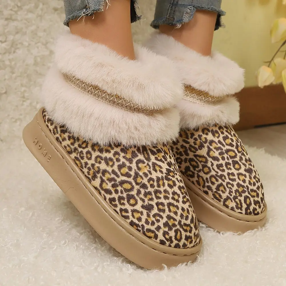 

New Snow Boots Ankle Boots Warm Non-Slip Sole Women's Slippers Fluffy Thick Bottom Home Cotton Shoes Winter