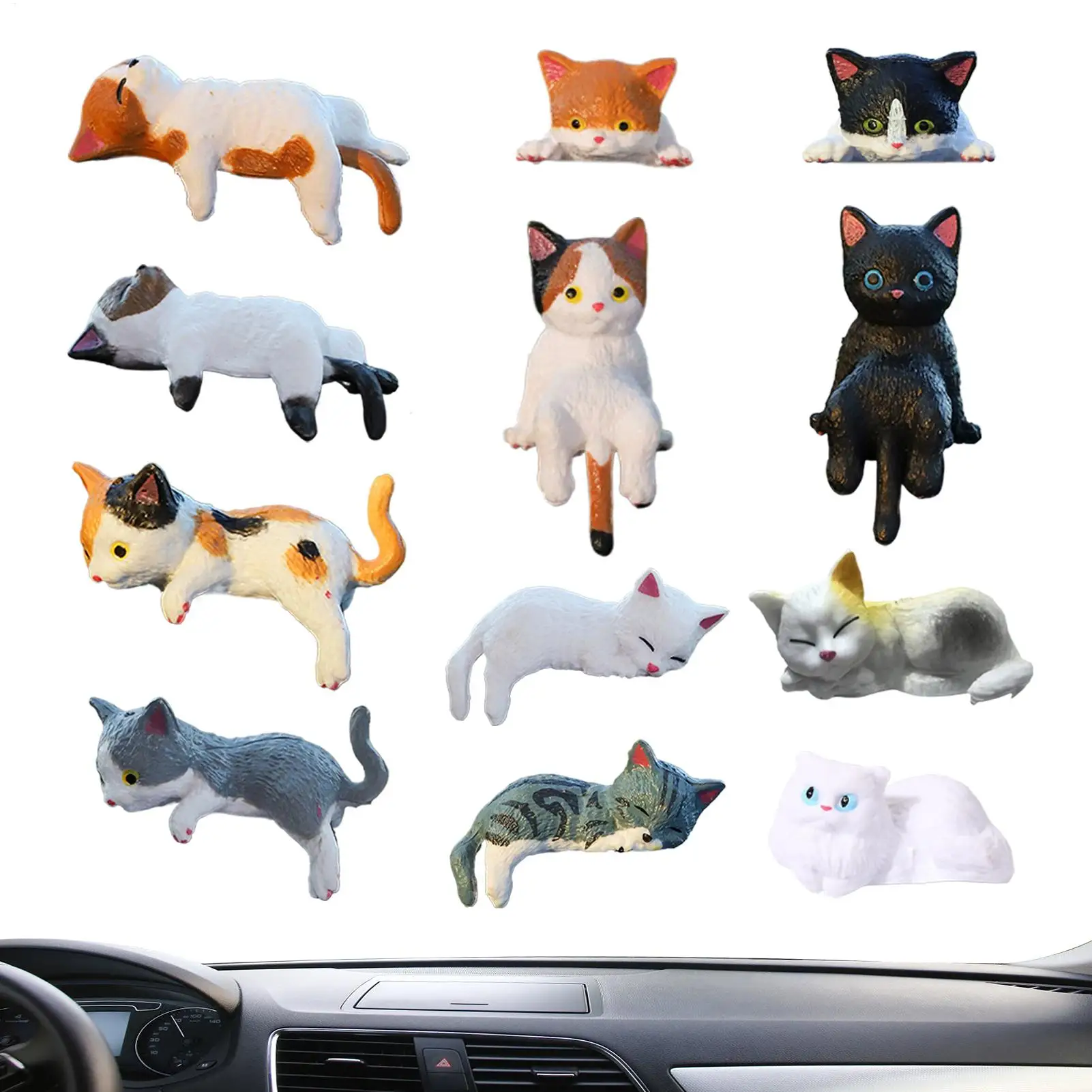 Cute Kitten Decoration Creative Sleeping Cat Doll Home Ornaments Toys Cat for Car Computer Bedroom Office Adorable Gifts