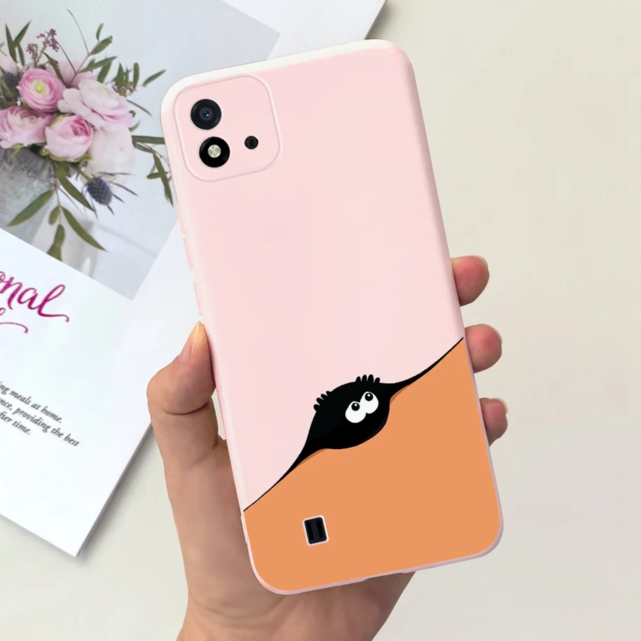 Realme用の素敵なシリコンフォンケース,バックカバー,ダックフラワー,バンパー,Realme c11,rmx2185,c20,c20a,c 11, 2021