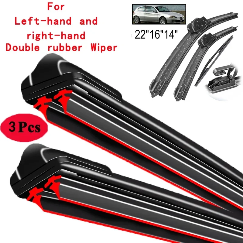 

Car Wiper Front & Rear Wiper Blades Set Kit For Alfa Romeo 147 2000 - 2005 Windshield Windscreen Window Brushes 22"16"14"