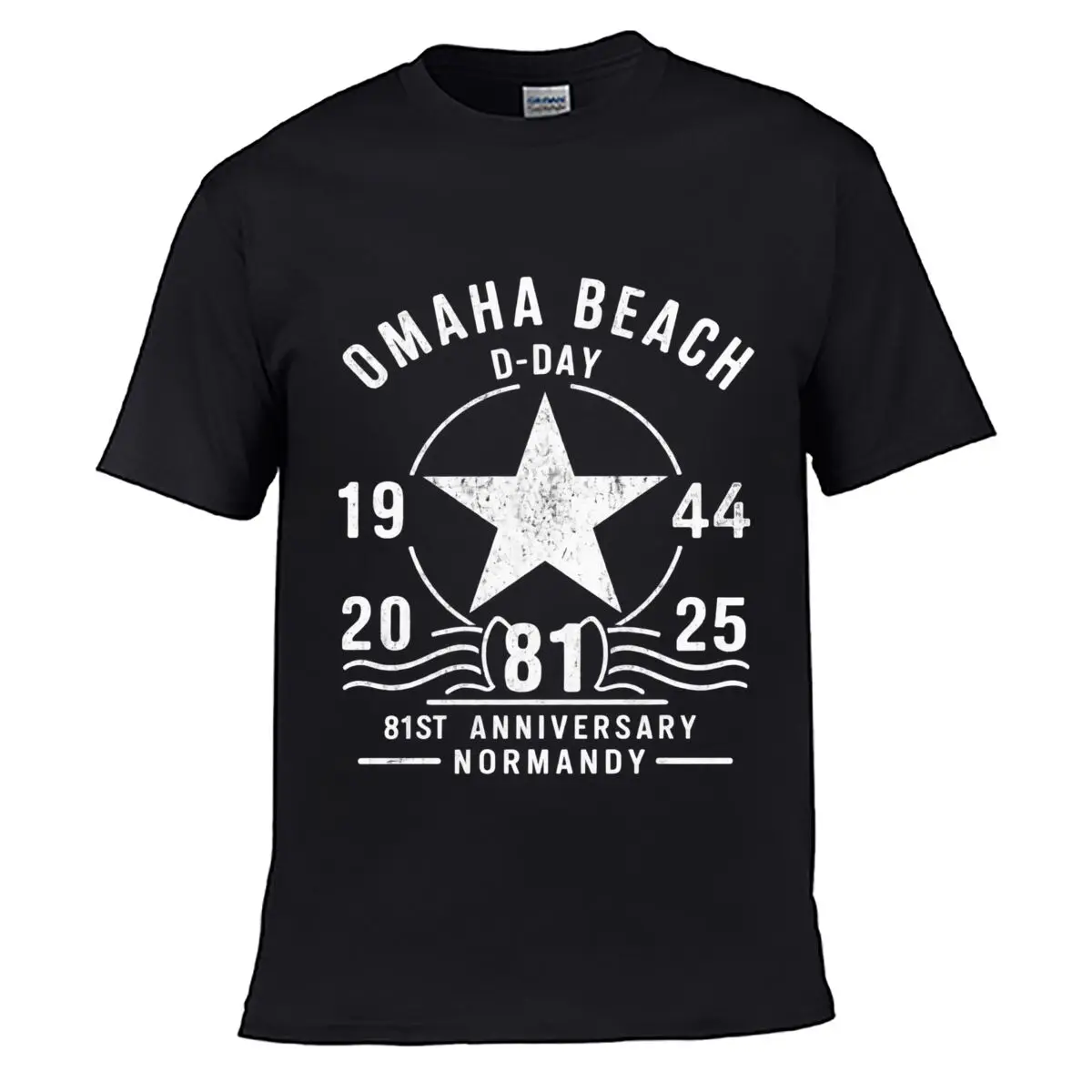 Omaha Beach D Day 1944 2025 81st Anniversary Normandy Star Loose Casual Tee
