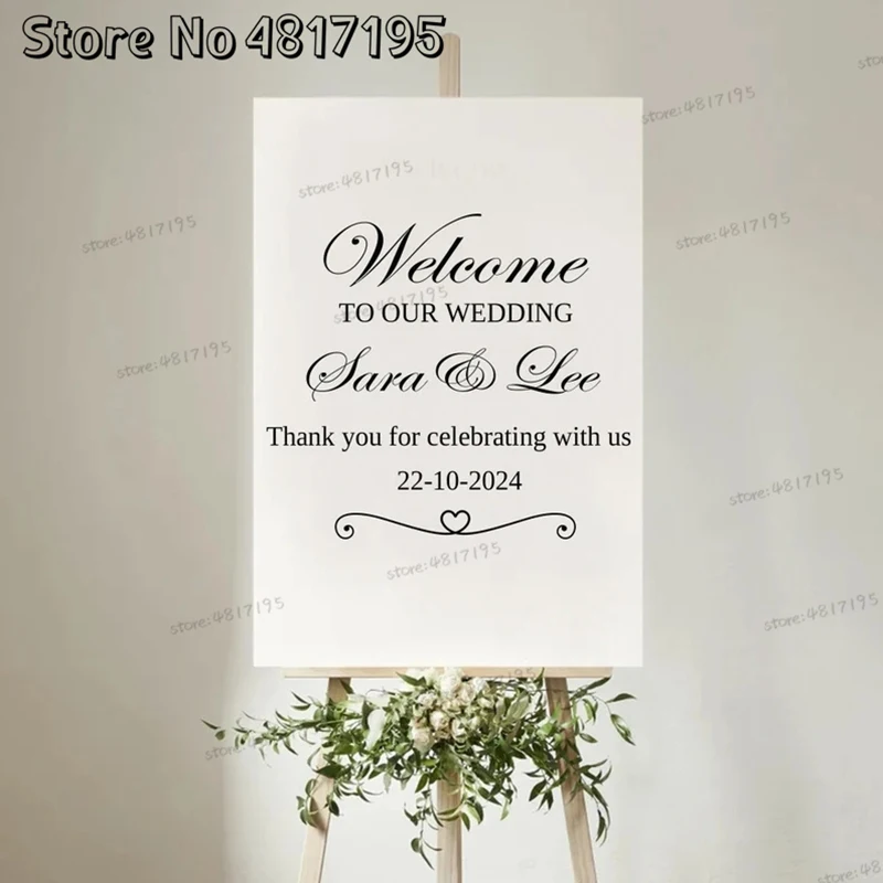 Bienvenue Wedding Mariage Vinyl Stickers Welcome To Our Wedding Decal Wedding Sign Welcome Personlised Name And Date Wall Decals