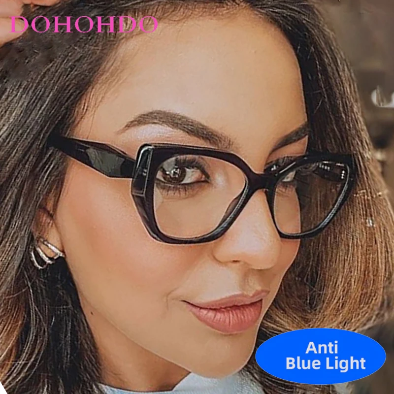 

Trendy Brand Designer Big Frame Cat Eye Optical Glasses Women Men Blue Light Blocking Classic Eyeglasses For Reading Очки Lentes
