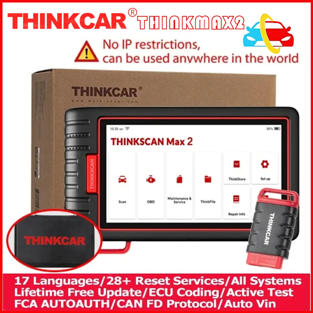 

THINKCAR ThinkScan Max2 Full system Car Diagnostic Tool MAX2 OBD2 Scanner Free Lifetime Update ECU Coding PK ThinkTool Mini