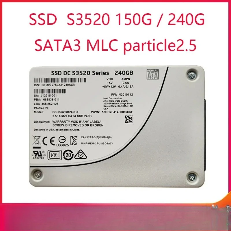 Original for Intel  S3520 150G 240G SATA3 MLC Pellet 2.5-inch Desktop Notebook SSD
