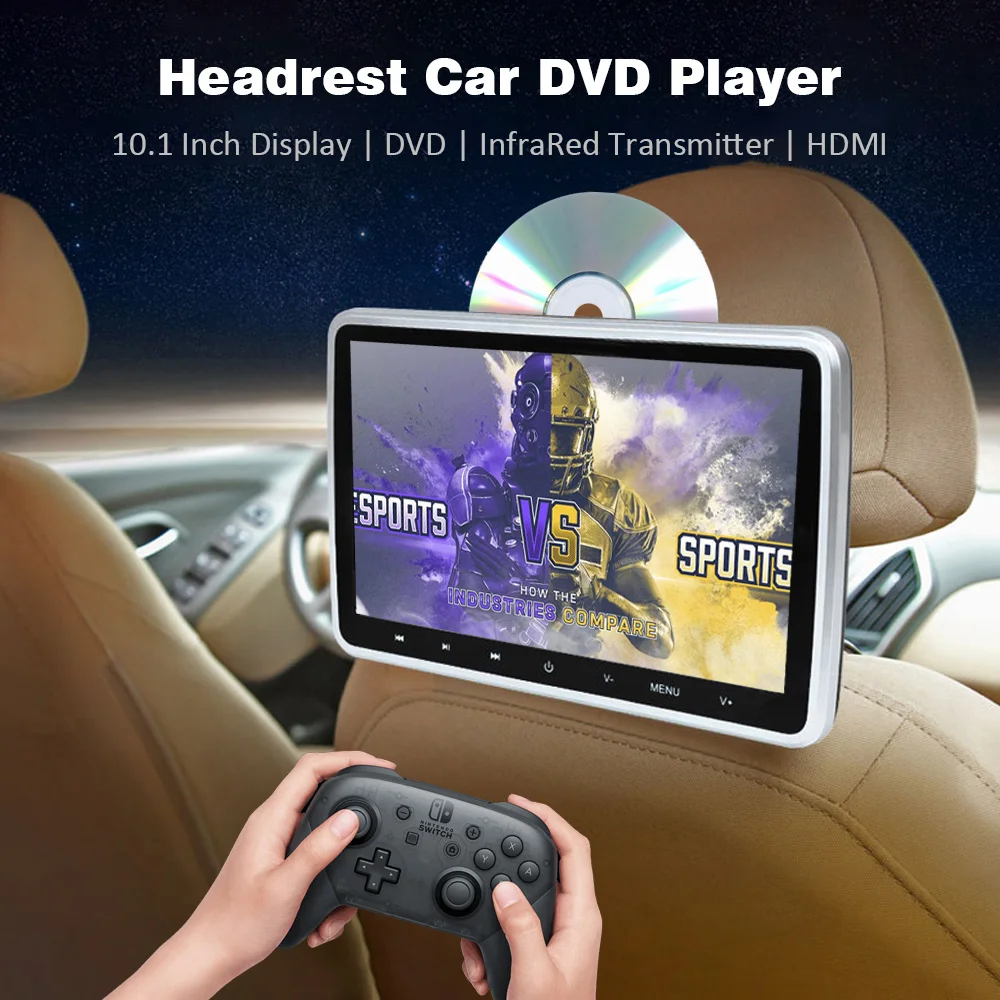 

10 Inch Monitor DVD Headrest Car Rear Seat Child Rear Car Screen TV For Kids DVD Player Kids Head Rest Monitor Media Player