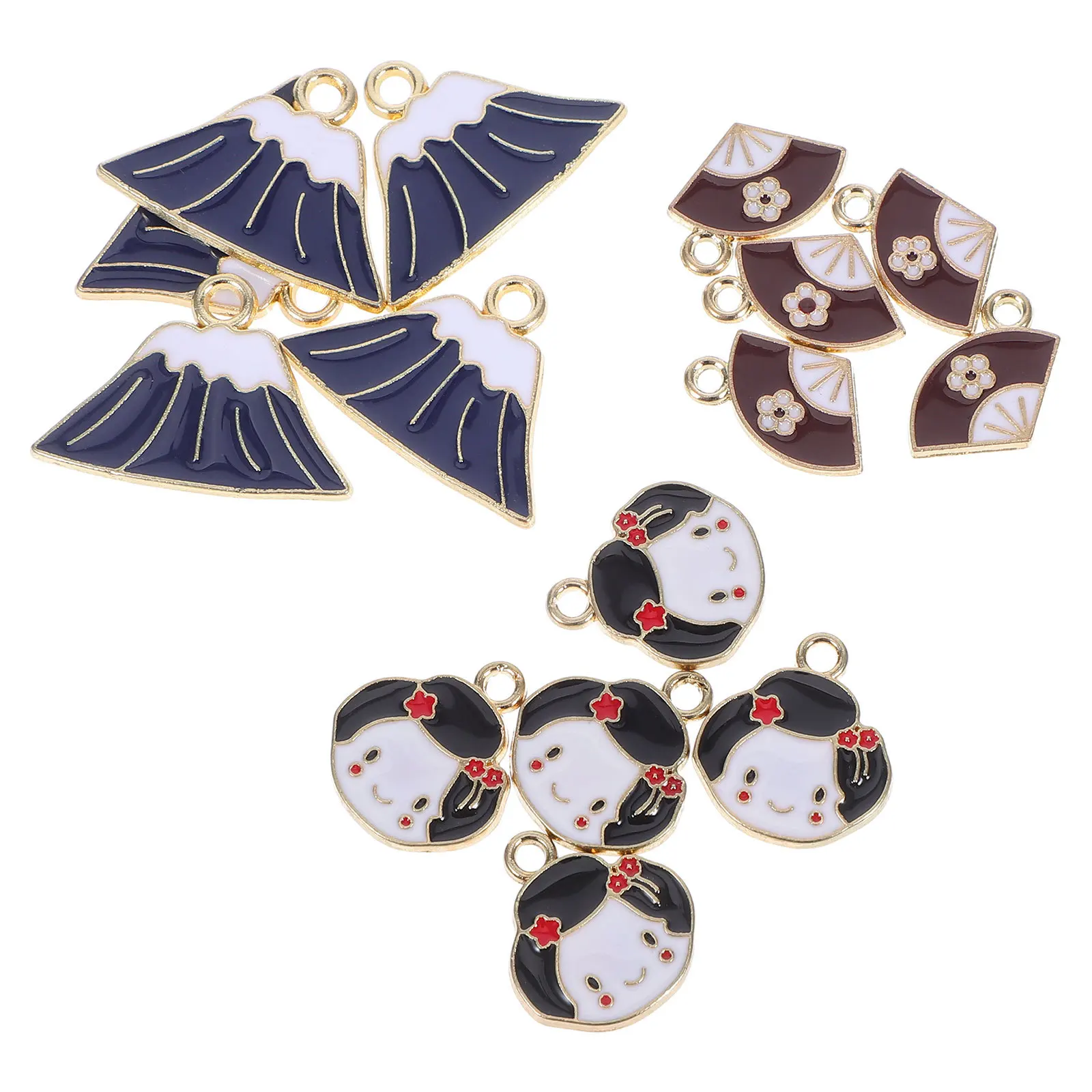 

15Pcs Japanese Geisha Alloy Fan Pendants DIY Charms Necklace Bracelet Earrings Festival Accessories