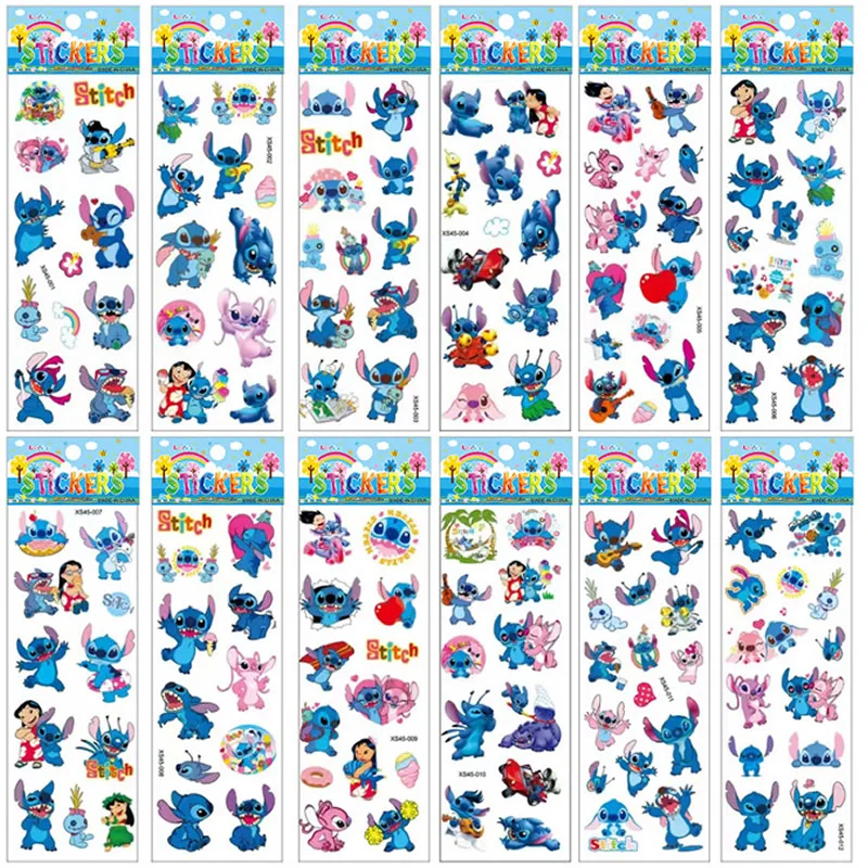 12pcs Disney Cartoon Stitch  Bubble Sticker Kawaii Anime Three Dimensional 3d Puffy Bulk Stickers Kids Girl DIY Toy Sticker Gift