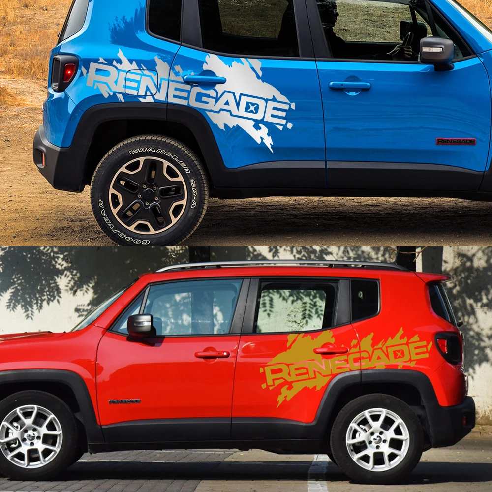 2PCS Car Door Side Stickers For Jeep Renegade 2016-2023 Splash Splatter Graphics Vinyl Film Trim Decals Auto Tuning Accessories