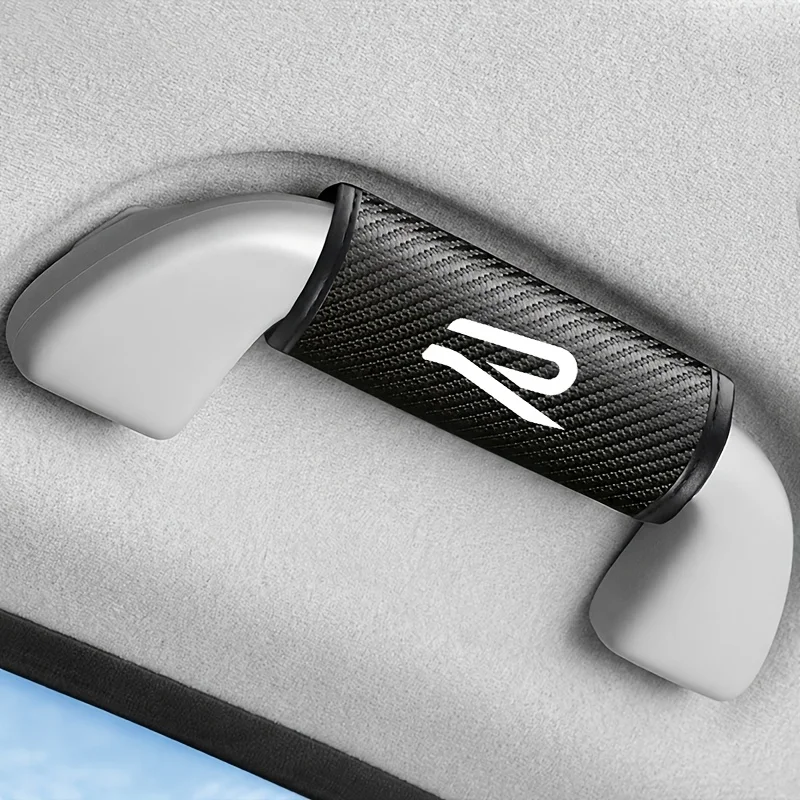 RACING CAR Classic Print Car Carbon Fiber Leather Handle Cover - Arm Rest Guard for Car, Car Roof Door Handle Protector
