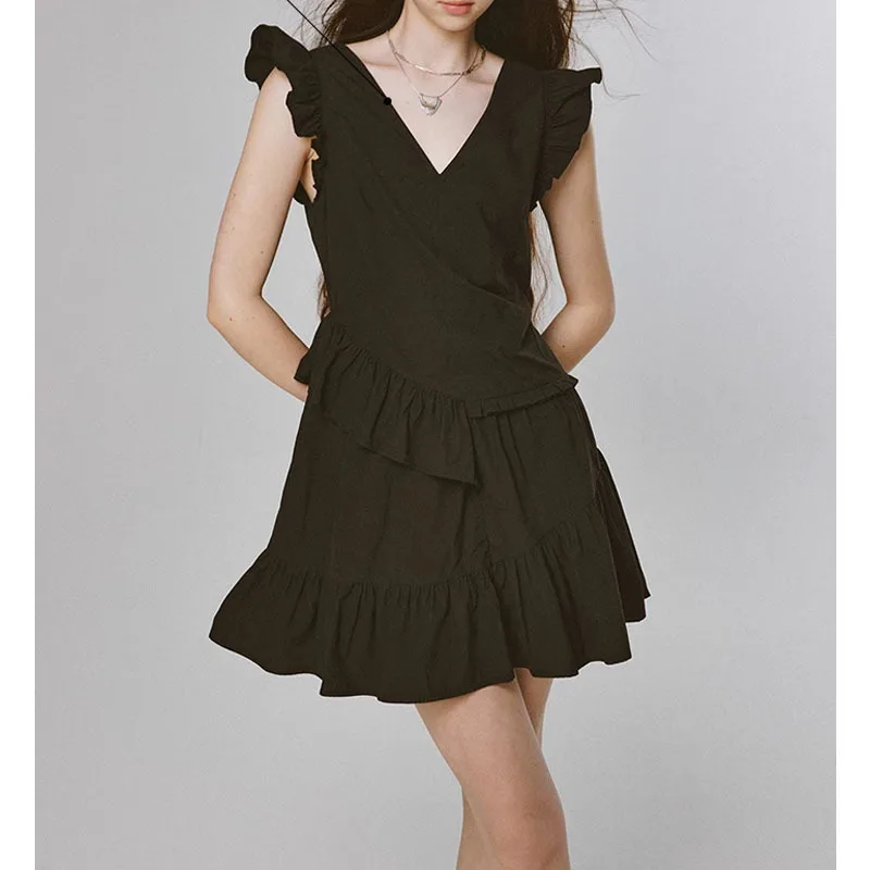 ALA  Rising|L2425 New Summer Sweet Girl OverKnee Short Dresses For Women Off The Shoulder Ruffled Dress Clothes For Women