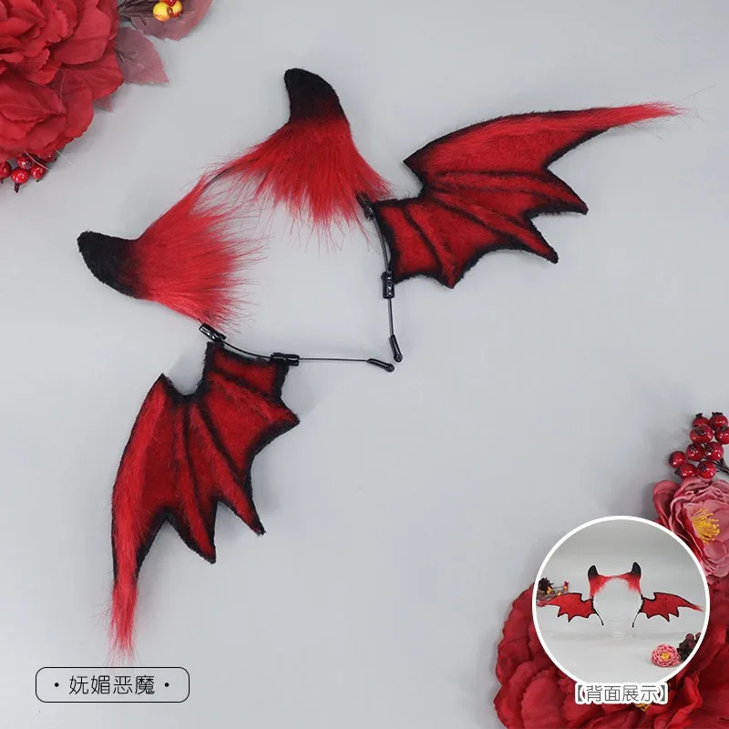 อะนิเมะ Alastor คอสเพลย์ Headwear วิทยุปีศาจ Fursuit หมาป่า Beastly หู Plush Headband ปาร์ตี้ฮาโลวีนอุปกรณ์เสริมผม Prop