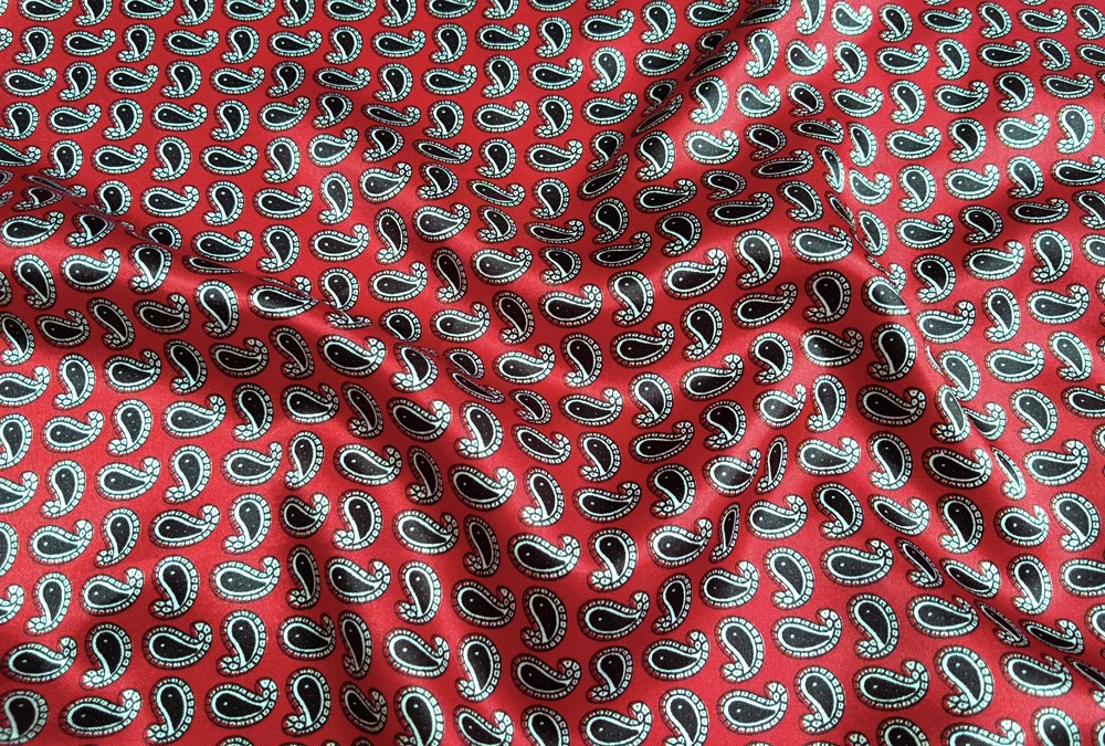 1 Meter x 1,48 Meter ethnischer Paisley-Stoff für Schal, Hut, DIY, seidiger Satinstoff – Detail 16
