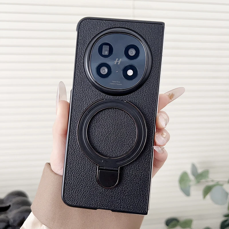 Case for OPPO Find N5 Wireless Charging Plated Bracket PU Leather Hard Shockproof Mobile Phone Case Cover