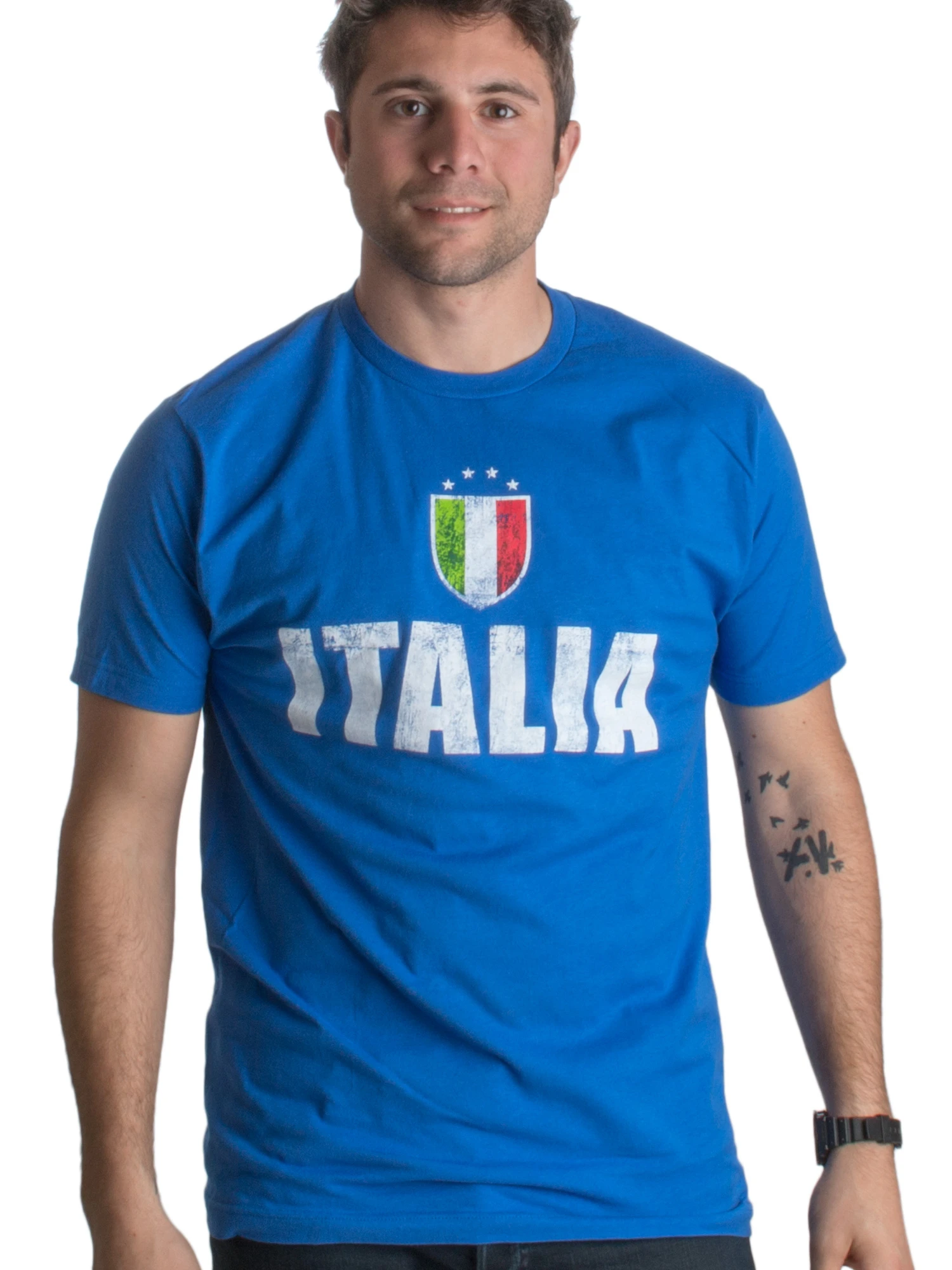 Italy Azzurri Futbol Vintage-Look National Team Fans T Shirt. New 100% Cotton Short Sleeve O-Neck T-shirt Casual Mens Top