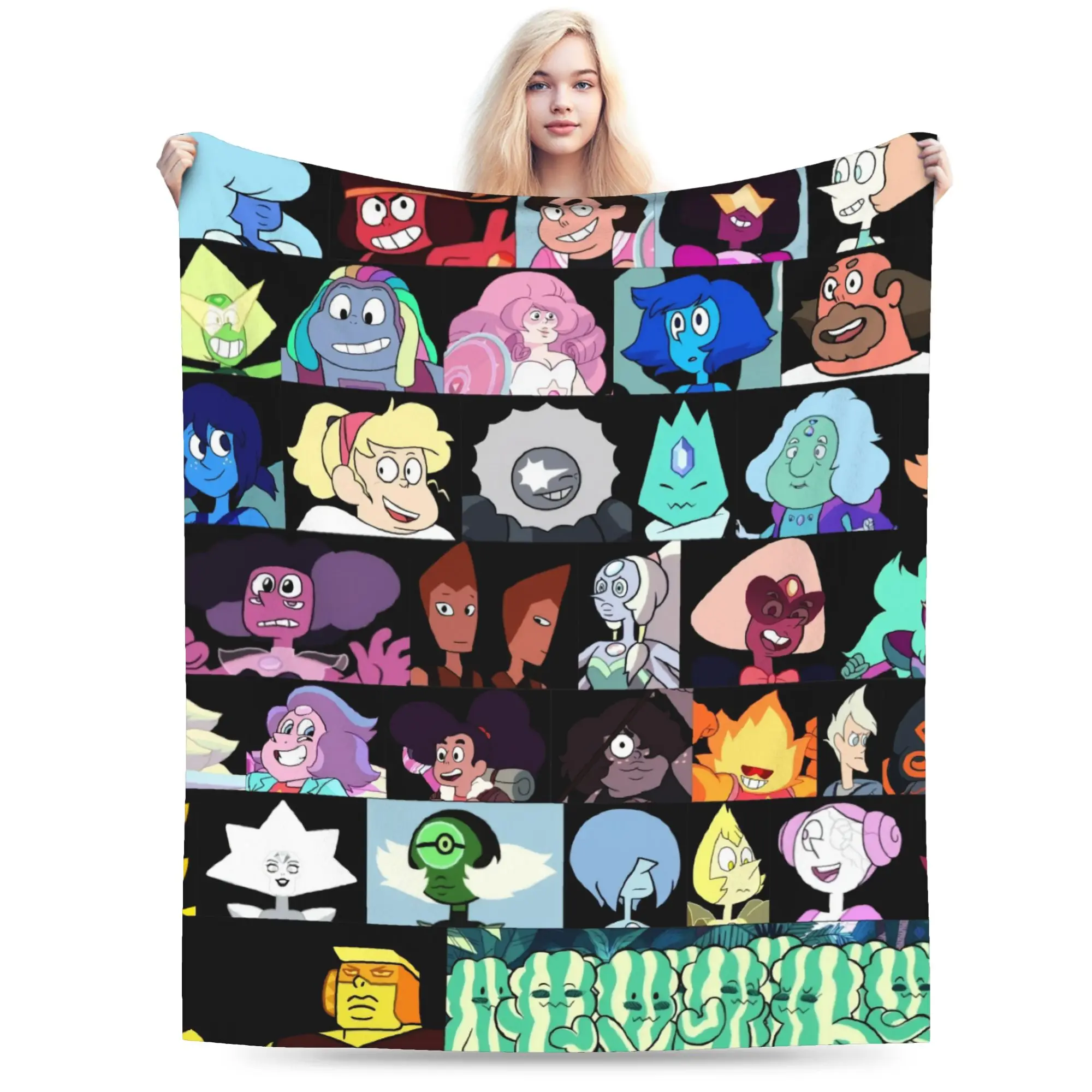 Custom Steven Universe Blanket Soft Fleece Warm Flannel Children Gift Cartoon Crystal Gem for Sofa Office Bedding Bedspread