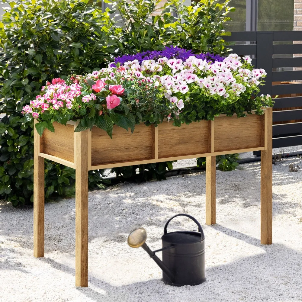 

Garden Bed Outdoor Wooden Elevated Planter Box Stand Weather Resistant