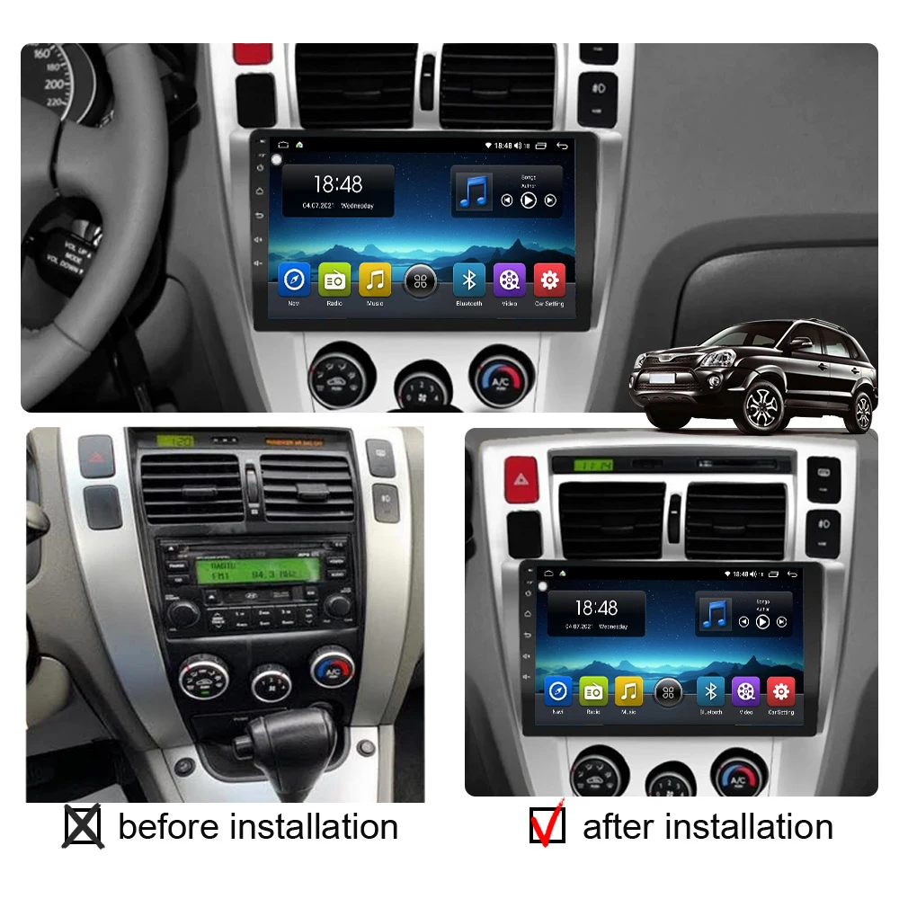 2 Din Car Radio Android Auto Carplay For Hyundai Tucson 2004 - 2013 Multimedia Stereo PlayerNavigation GPS Audio Head Unit Wifi