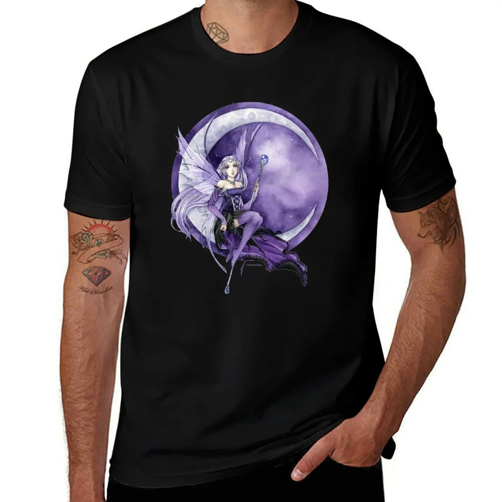 

Purple Moon Gothic Anime Fairy T-Shirt graphic t shirts for man t shirt personalised t shirt for man 100 percent cotton T-Shirt