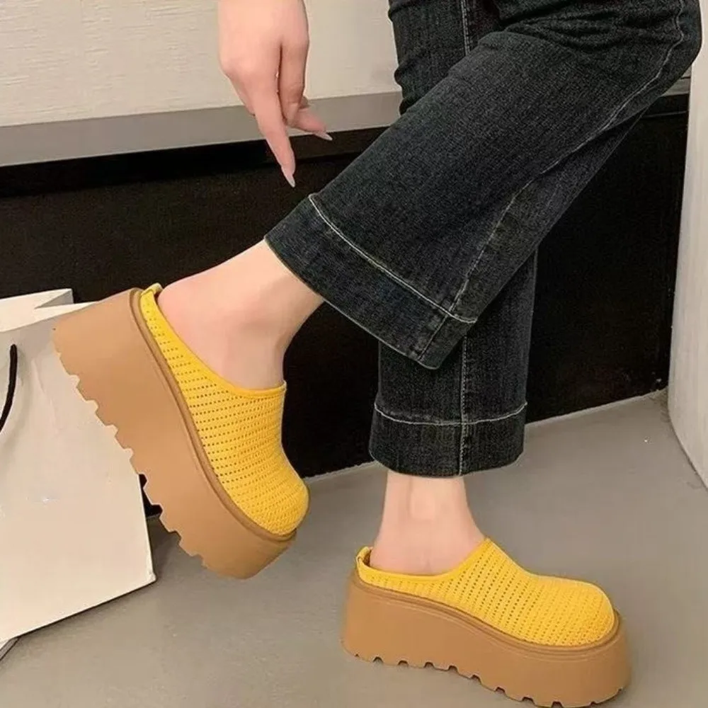 

Round Toe Holiday Sandal Slipper Non-Slip Waterproof Mesh Seaside Sandals Flat Shoes Simple Thick Bottom Slipper Girls