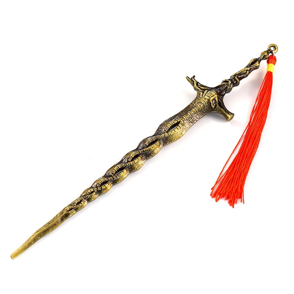 22cm Sacred Relic Bronze Sword Keychains Japanese Game Peripheral Full Metal Weapon Model Accessories Home Ornaments Gifts Toys