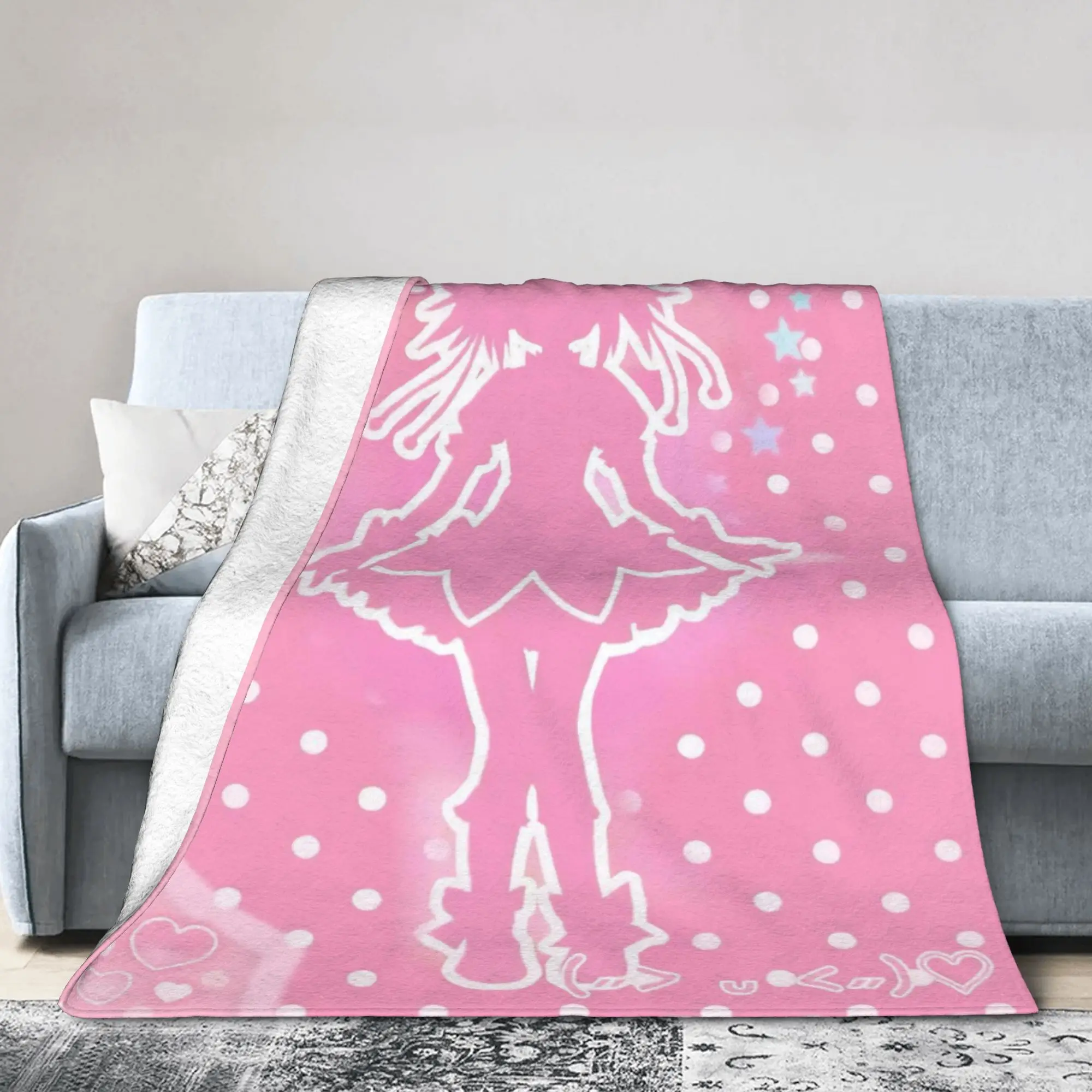 Kawaii Madokas Anime Magica Blankets Pink Flannel Awesome Warm Throw Blanket for Coverlet  Winter
