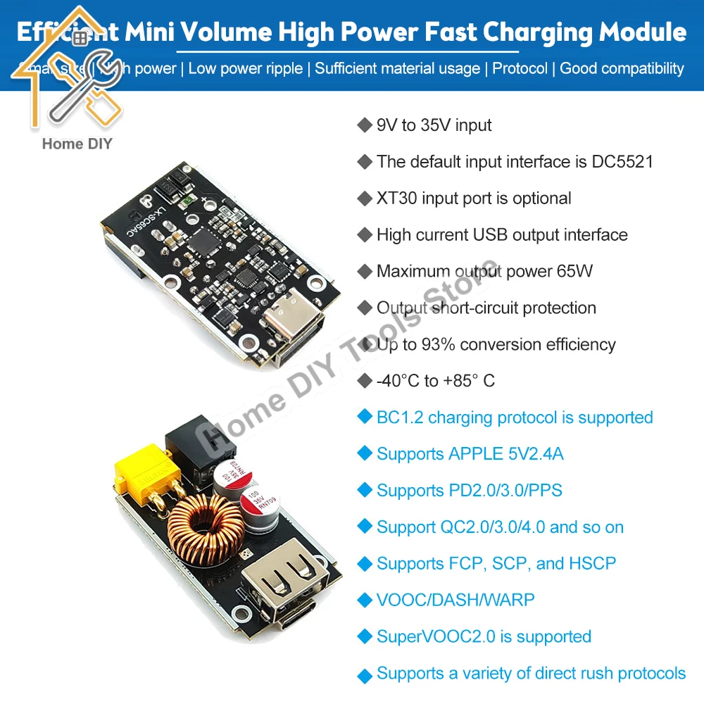 DC 9V-35V 65W do rodzaj USB C QC4.0 PD2.0/3.0 moduł zasilania szybkiego ładowania dla telefonu komórkowego