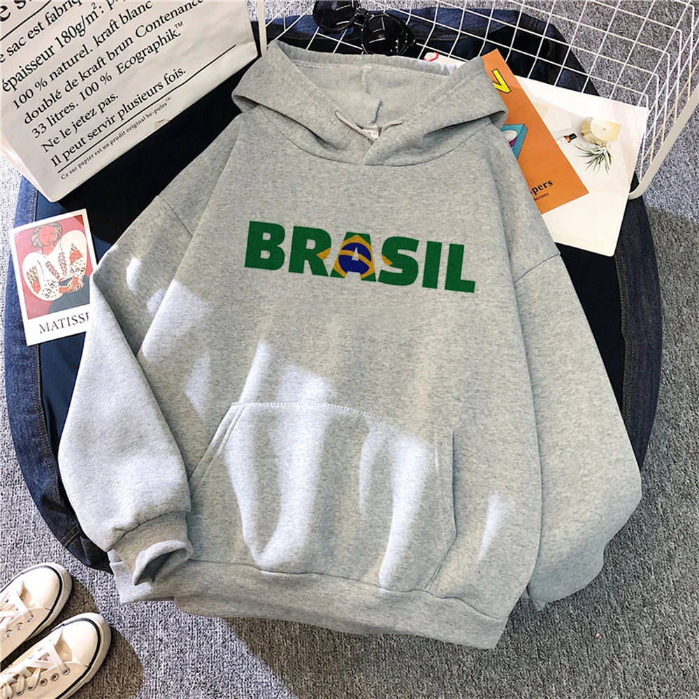 Brazil hoodies women aesthetic vintage harajuku funny hoddies Pullover female Korean style Hood