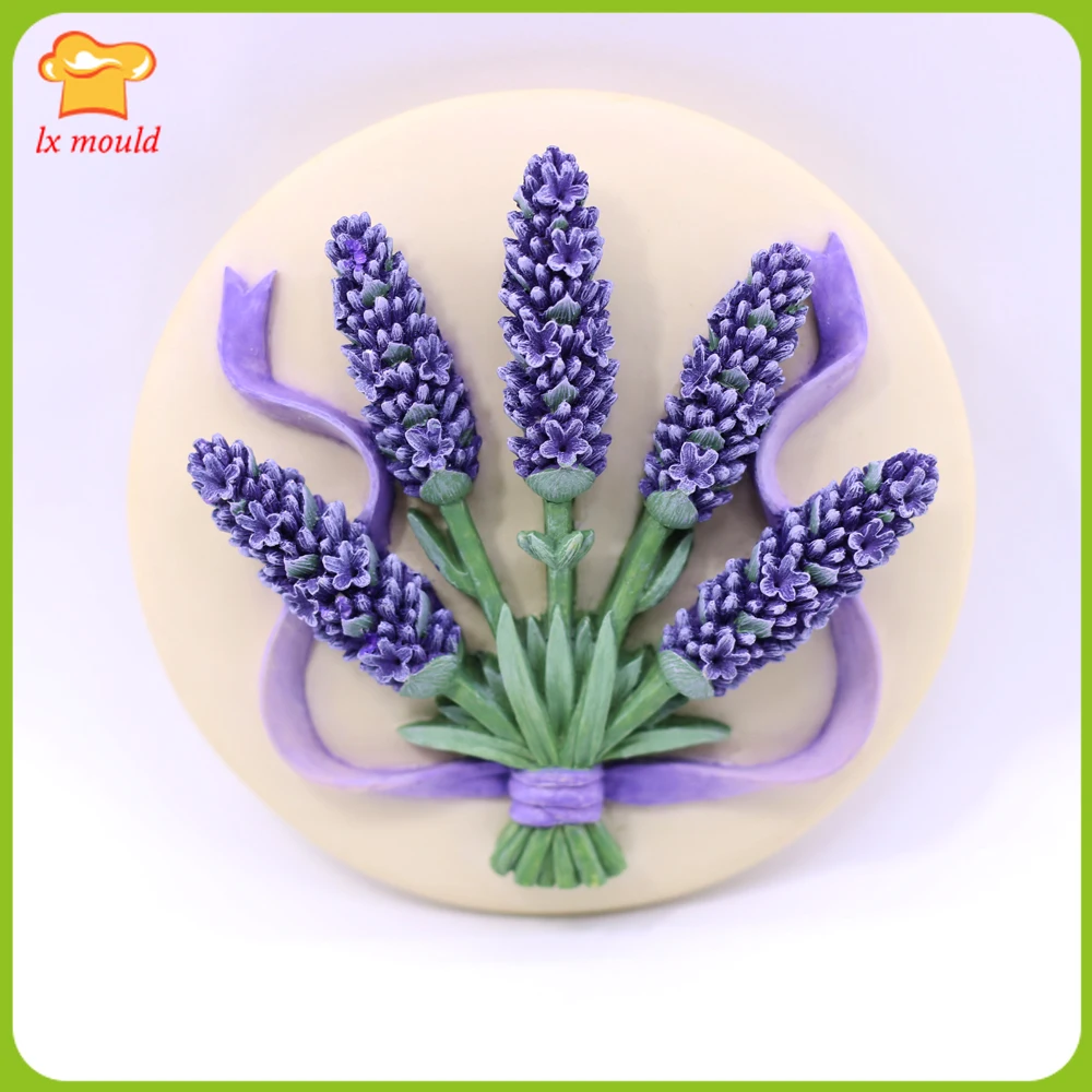 Round Lavender Silicone Mold Sugarcraft Cake Topper Decorating Baking Mould DIY Hand Diffuser Soap Aromatherapy Plaster