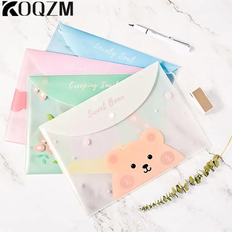 Cartoon Illustration Student Test Paper Bag Transparent File Bag Storage Bag Office File Bag Cartoon Transparent Snap BagStudent