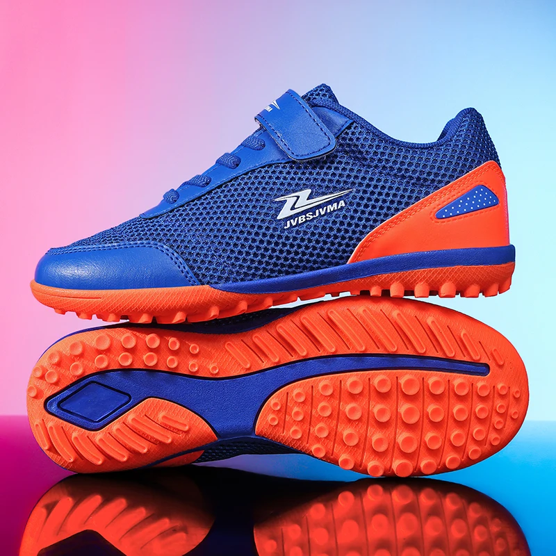 Childrens Football Shoes Breathable Soccer Flats Non-Slip Futsal Training Sneakers Kids Outdoor Ankle Mesh TF Turf Soccer Boots