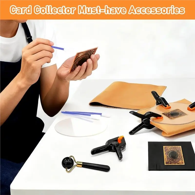 【RECOMENDAR】Card Collector Must-Have Supplies-162 Pcs Trading Card Cleaning Kit, Card Flattening Tool Kit, Card Repair Set