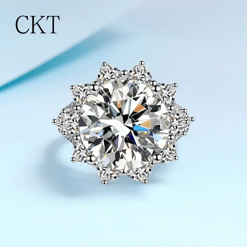 

18K White Gold Platinum Rings for Women 10 Carat Moissanite Diamond Ring Pt950 Wedding Engagement Fine Jewelry with D Color