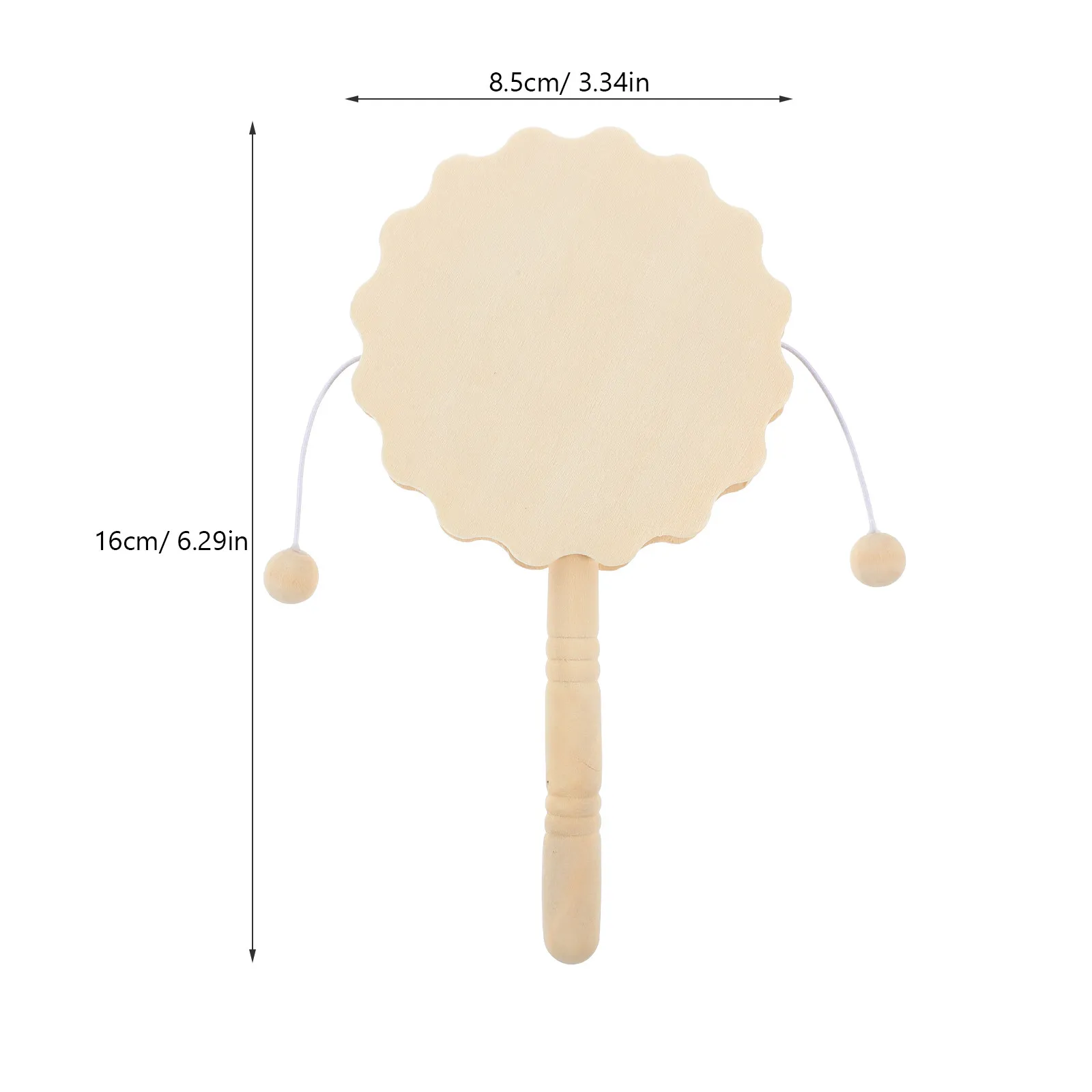 4Pcs Blank Wooden Rattle-Drum DIY Craft Set Light Safe Natural Wood for Children's Aesthetic Development Hand-Painting Decor