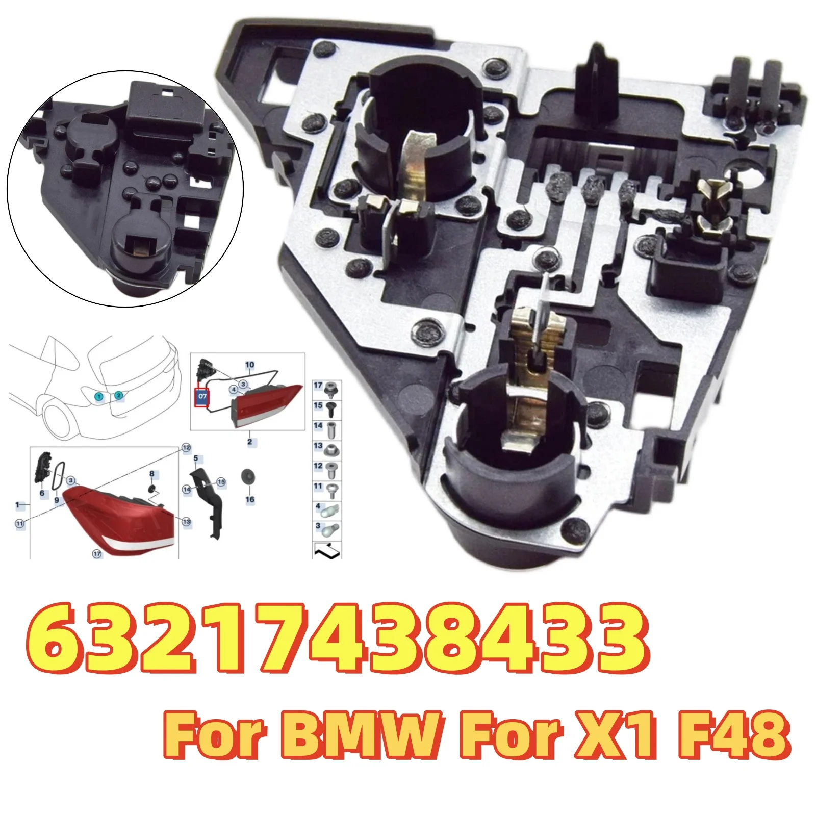 

Rear Left Trunk Light Holder 63217438433 For BMW For X1 F48 2016-2022 Left Rear Taillight Base Circuit Board Exterior Lighting