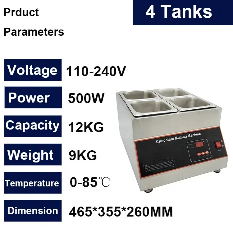 Chocolate Tempering Machine 12kg Capacity Chocolate Melter 500w Temperature Adjustable